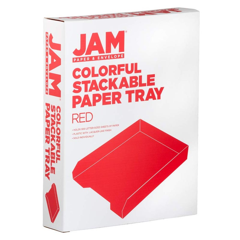 JAM PAPER Stackable Paper Trays - Red - Desktop Document, Letter, & File Organizer Tray - Sold Individually - Image 5